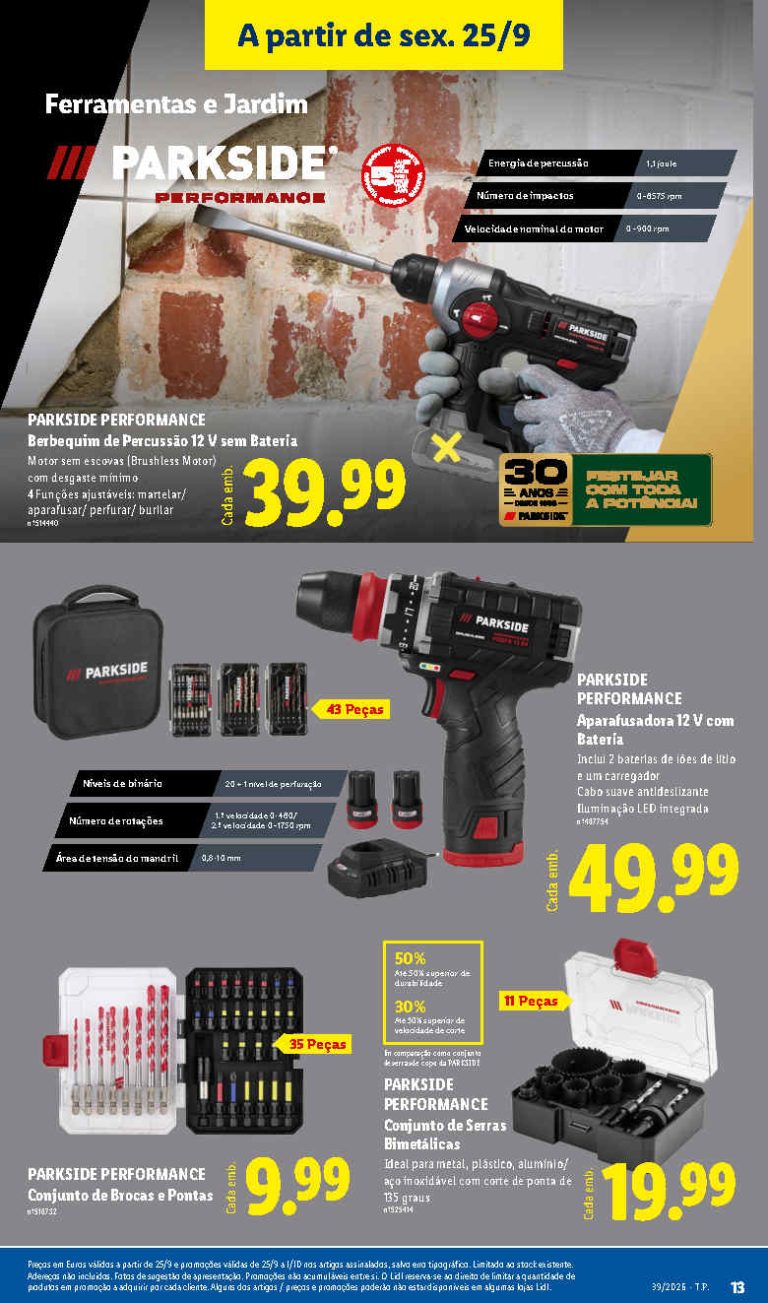 Folheto Lidl Especial Parkside – Antevisão Bazar Promoções 25 setembro a 1 outubro