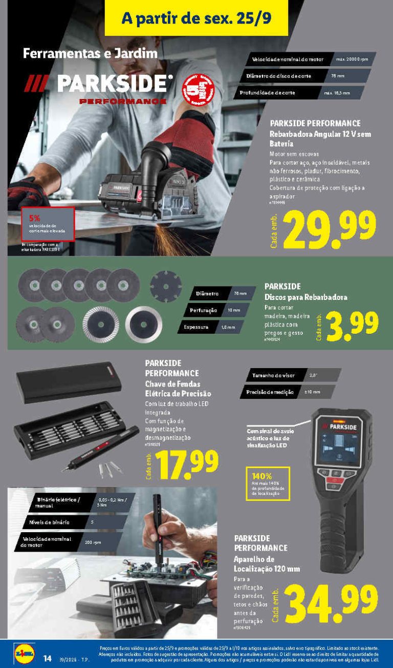 Folheto Lidl Parkside – Antevisão Bazar Promoções 25 setembro a 1 outubro