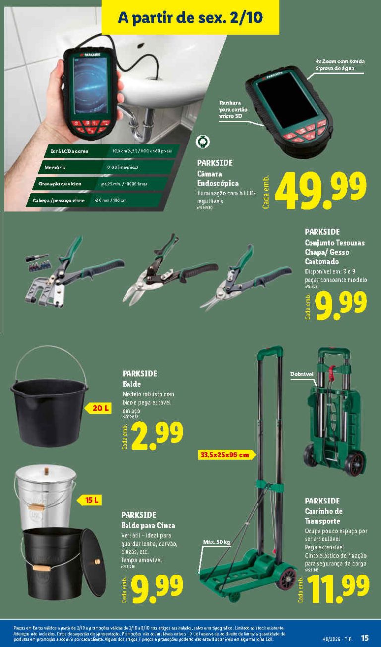 Folheto Lidl Oportunidades Parkside – Antevisão Promoções Bazar de 2 a 8 outubro