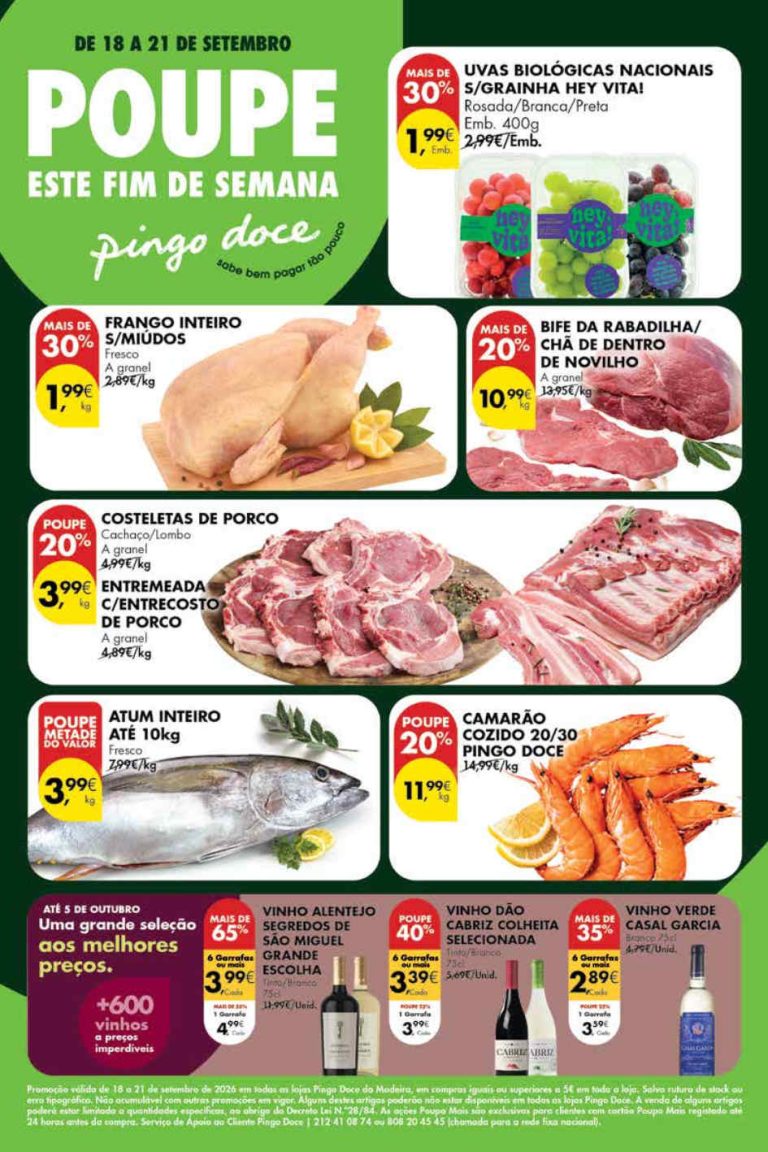 Folheto Pingo Doce Madeira Fim de Semana – Antevisão Promoções 18 a 21 de setembro