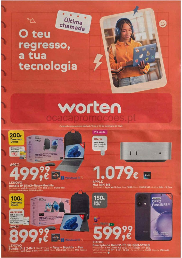 Folheto Worten Regresso às Aulas – Antevisão Promoções 15 a 29 de setembro