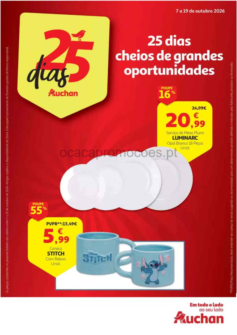 Folheto Auchan 25 Dias – Antevisão Promoções 7 a 19 de outubro