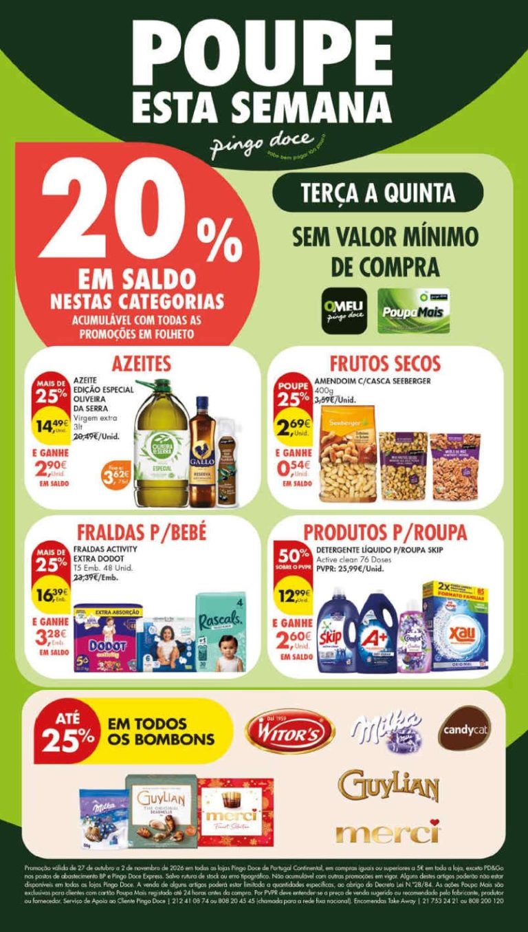 Antevisão Folheto Pingo Doce – Esta Semana Promoções de 27 outubro a 2 novembro