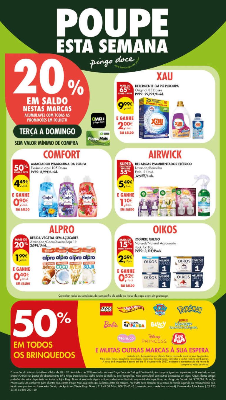 Antevisão Folheto Pingo Doce – Esta Semana Promoções de 20 a 26 outubro