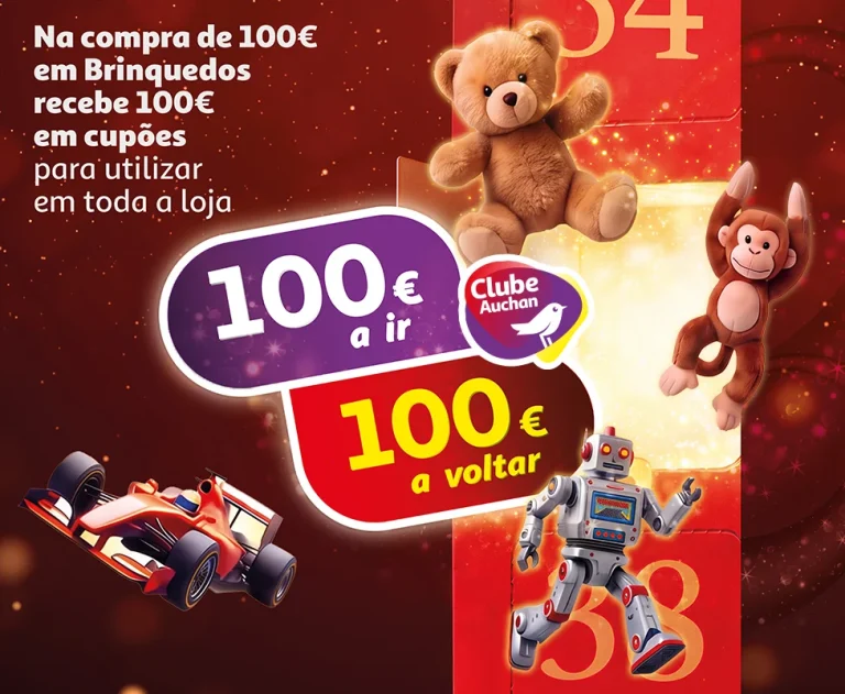 Antevisão Auchan Brinquedos Natal – Promoção 100% a ir e 100% a voltar
