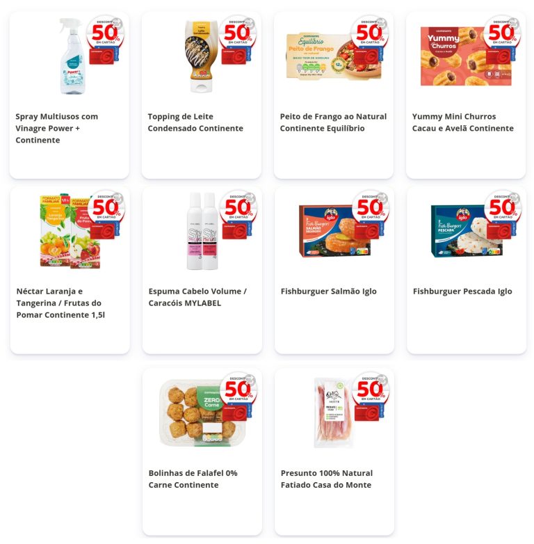 Continente Caça Produtos – Os novos 50% desconto em cartão até 2 de novembro