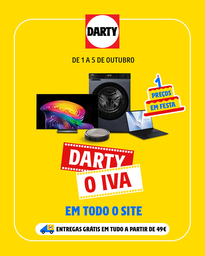 Antevisão Darty – Promoção 0% IVA de 1 a 5 outubro