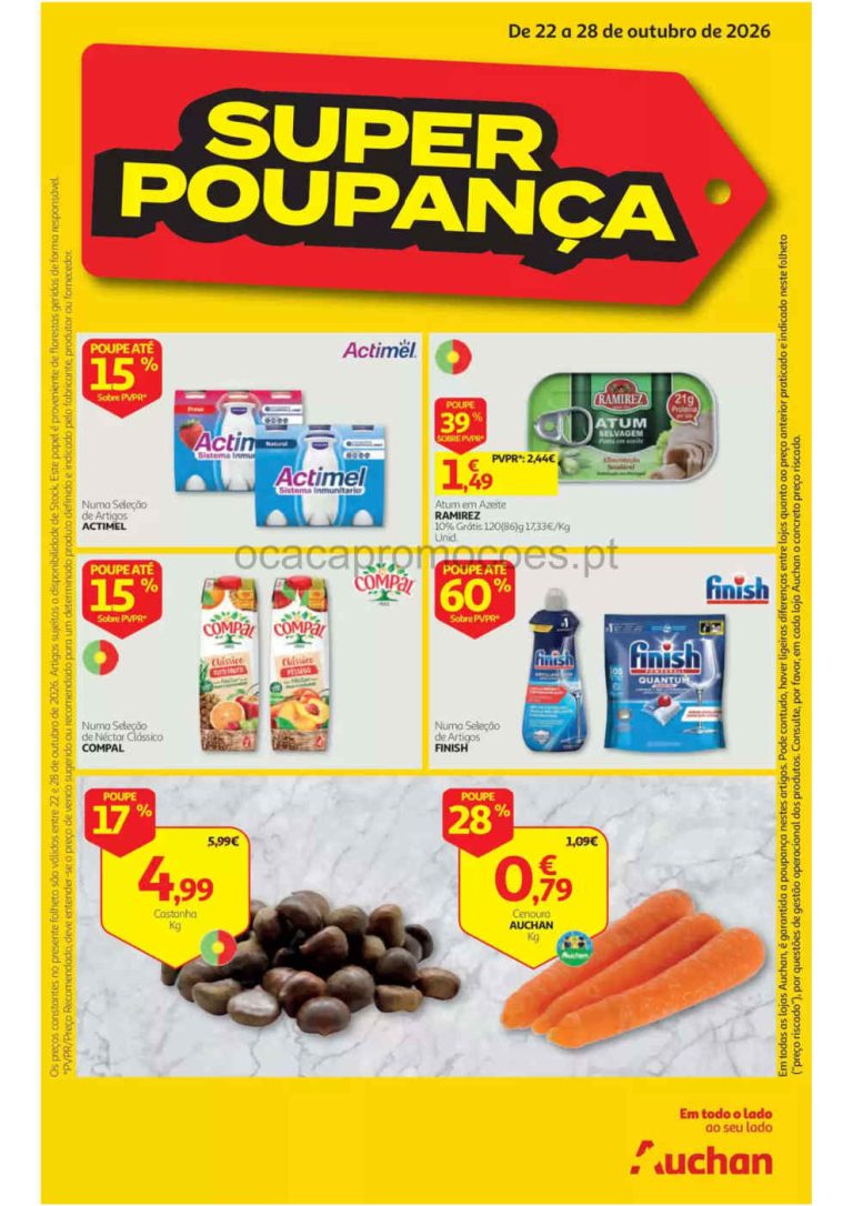 Folheto Auchan – Antevisão Promoções de 22 a 28 outubro