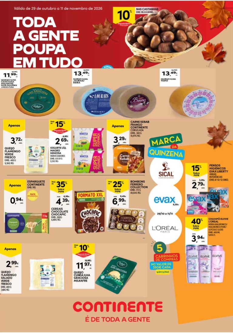 Folheto Continente Açores – Antevisão Promoções 29 outubro a 11 novembro