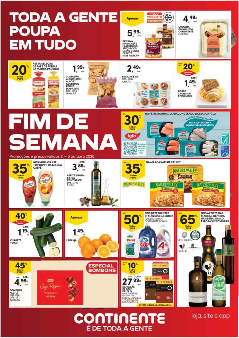 Folheto Continente Fim de Semana – Antevisão Promoções 2 a 5 outubro