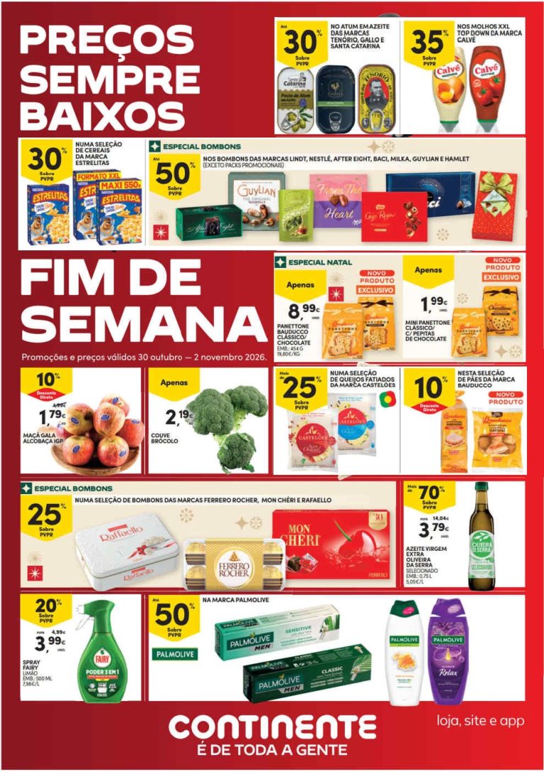 Folheto Continente Fim de Semana – Antevisão Promoções de 30 outubro a 2 novembro