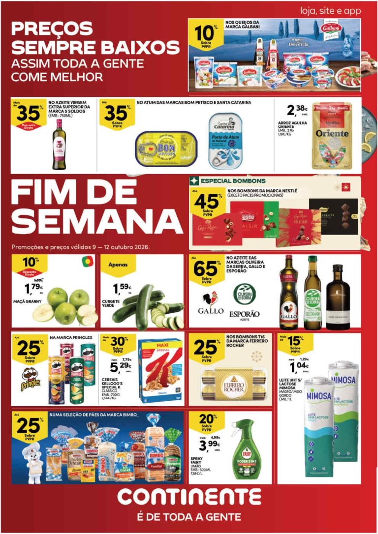 Folheto Continente Fim de Semana – Antevisão Promoções 9 a 12 de outubro