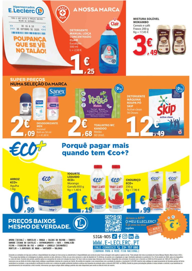 Folheto E Leclerc Fim de Semana – Antevisão Promoções 16 a 18 de outubro