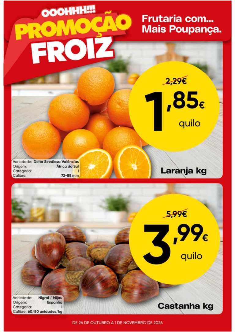 Folheto Supermercados Froiz – Antevisão Promoções 26 outubro a 1 novembro