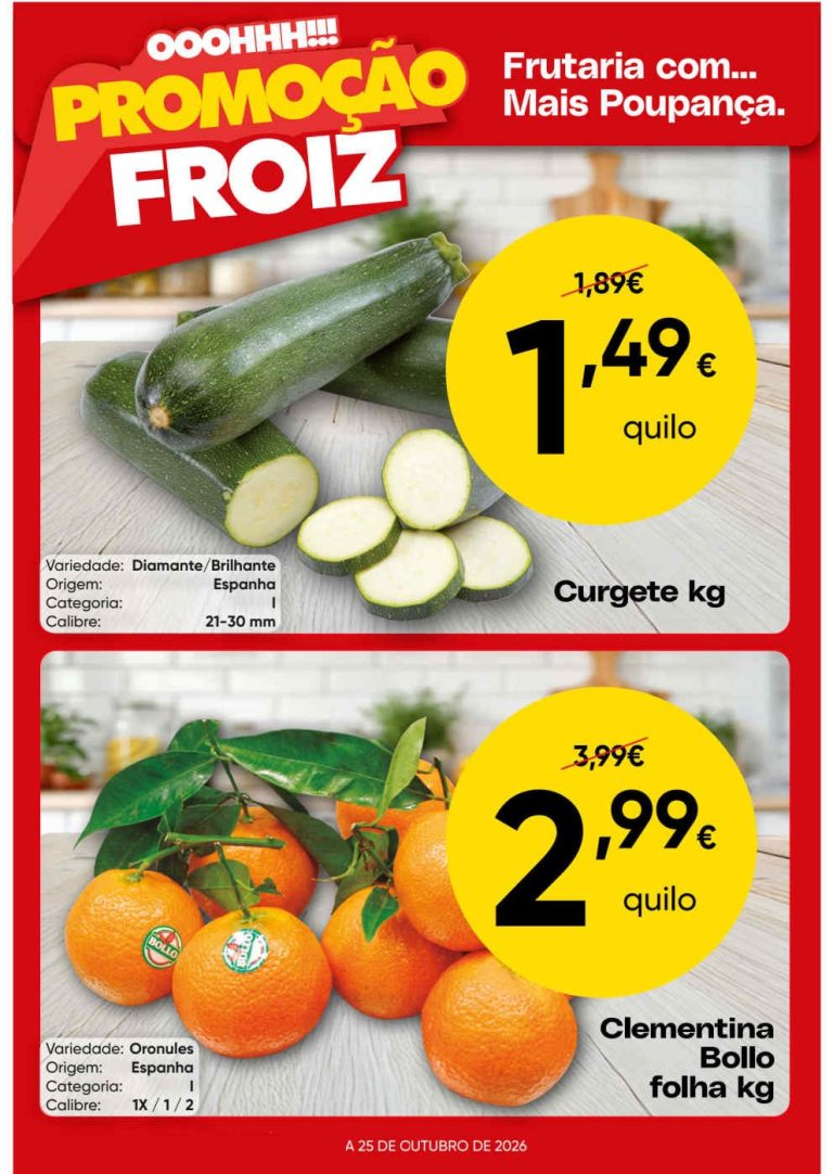 Folheto Supermercado Froiz – Antevisão Promoções 22 a 25 de outubro