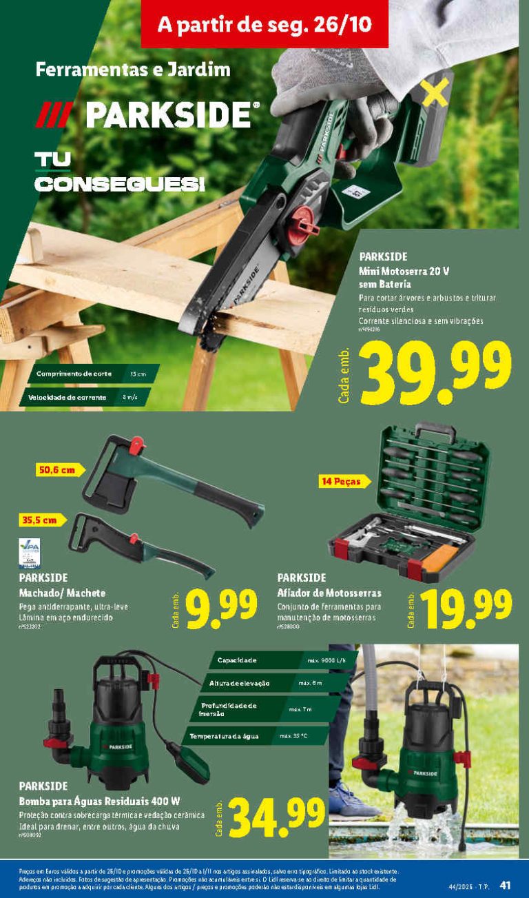 Folheto Lidl Parkside – Antevisão Bazar Promoções 26 outubro a 1 novembro
