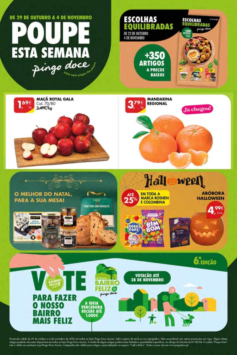 Folheto Pingo Doce Açores – Antevisão Promoções de 29 outubro a 4 novembro