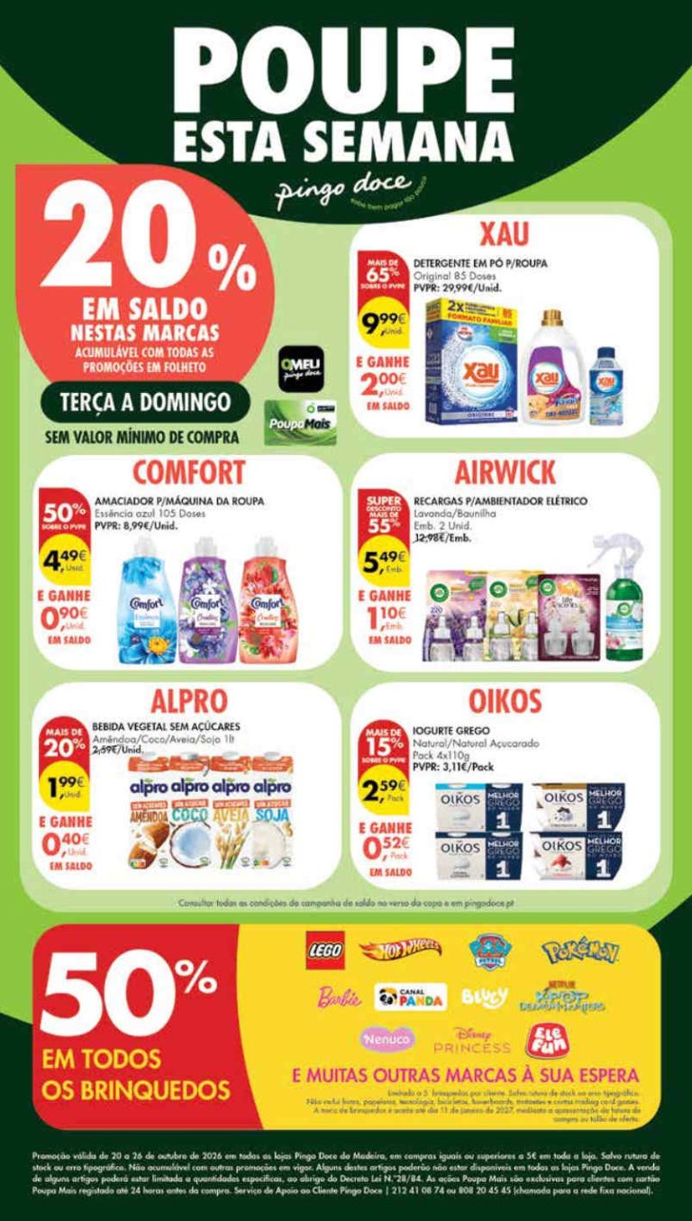Folheto Pingo Doce Madeira – Antevisão Promoções 20 a 26 de outubro
