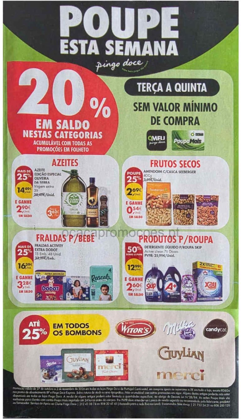 Folheto Pingo Doce – Antevisão Promoções de 27 outubro a 2 novembro