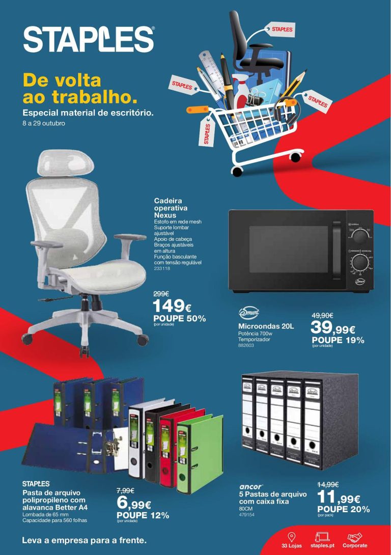 Folheto Staples – Antevisão Promoções 8 a 29 de outubro