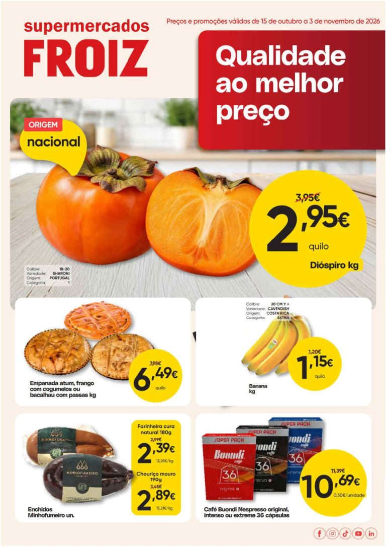 Folheto Supermercados Froiz – Antevisão Promoções 15 outubro a 3 novembro