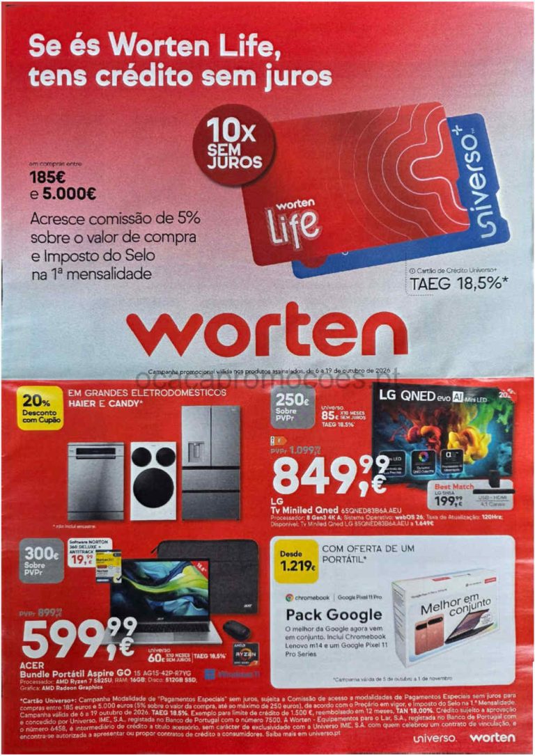 Folheto Worten – Antevisão Promoções 9 a 19 de outubro