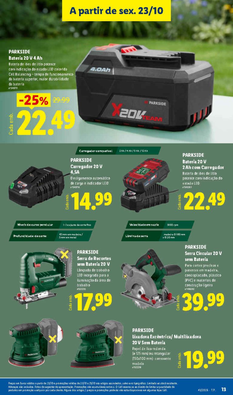 Folheto Lidl Parkside – Antevisão Bazar Promoções 23 a 29 de outubro