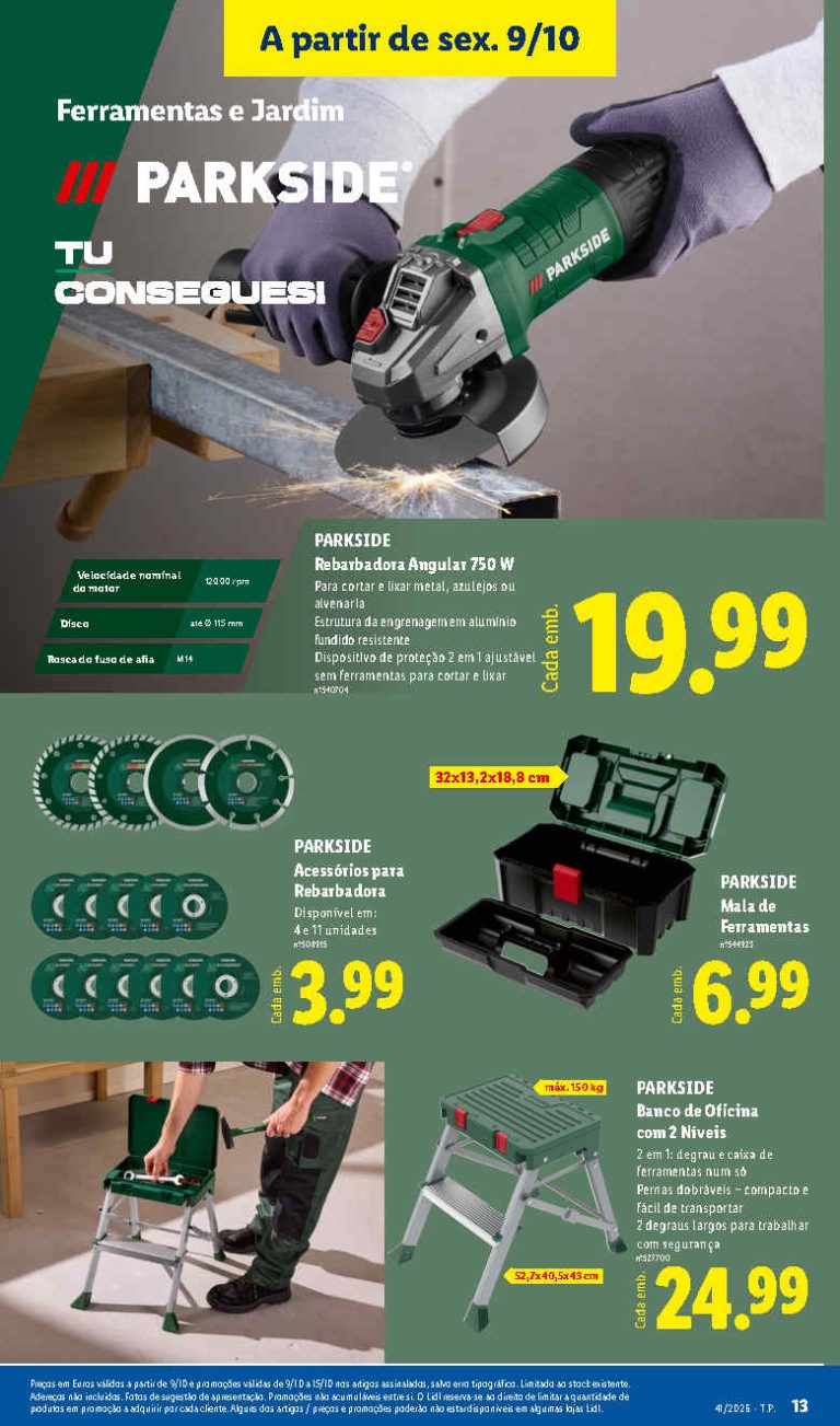 Folheto Lidl Parkside – Antevisão Bazar Promoções 9 a 15 de outubro