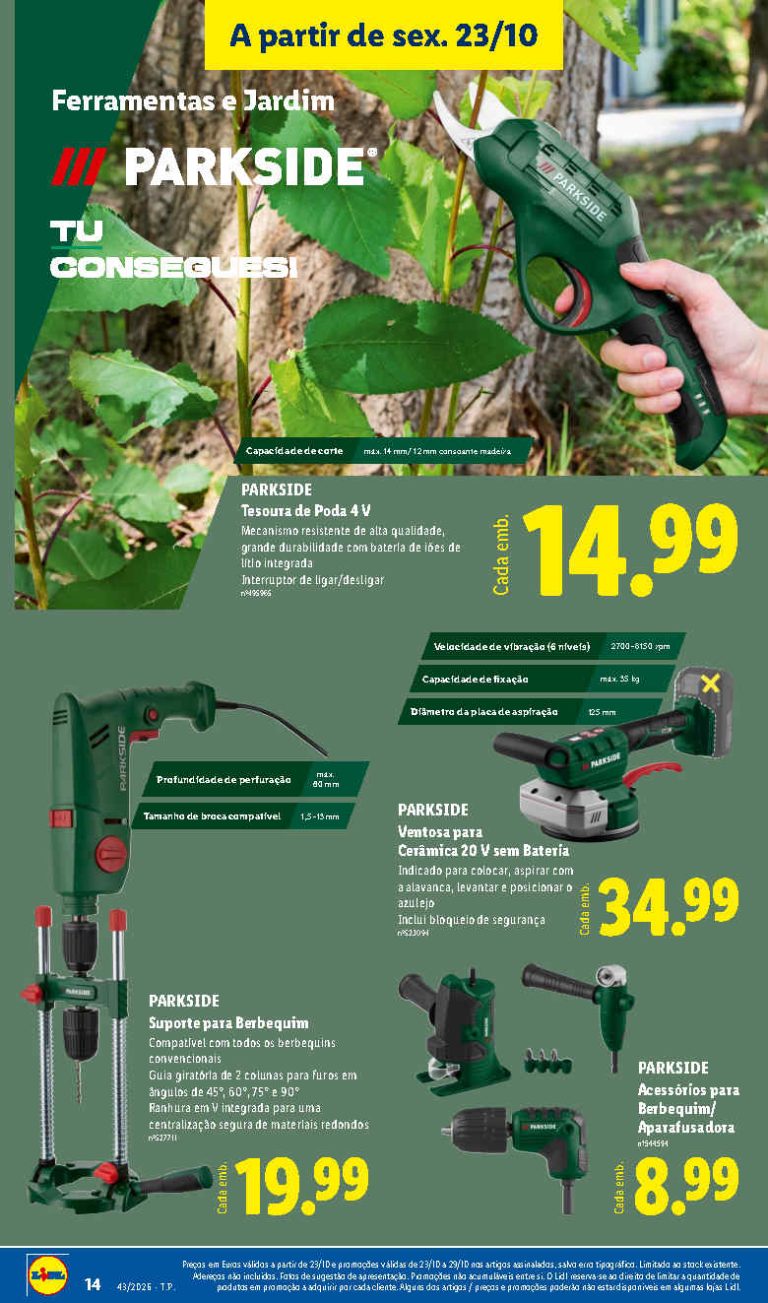 Folheto Lidl Especial Parkside – Antevisão Bazar Promoções 23 a 29 de outubro