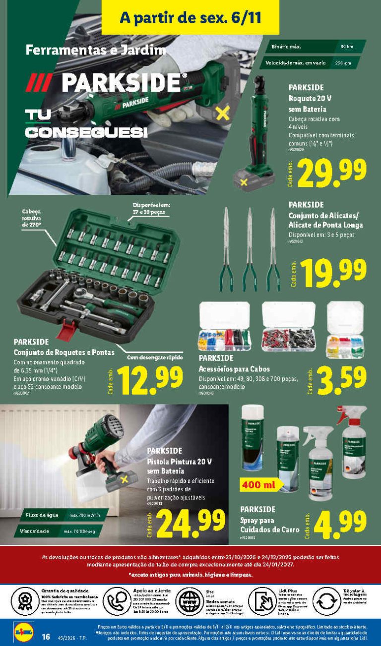 Folheto Lidl Parkside – Antevisão Bazar Promoções 6 a 12 de novembro