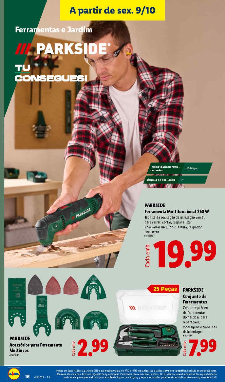 Folheto Lidl Especial Parkside – Antevisão Bazar Promoções 9 a 15 de outubro
