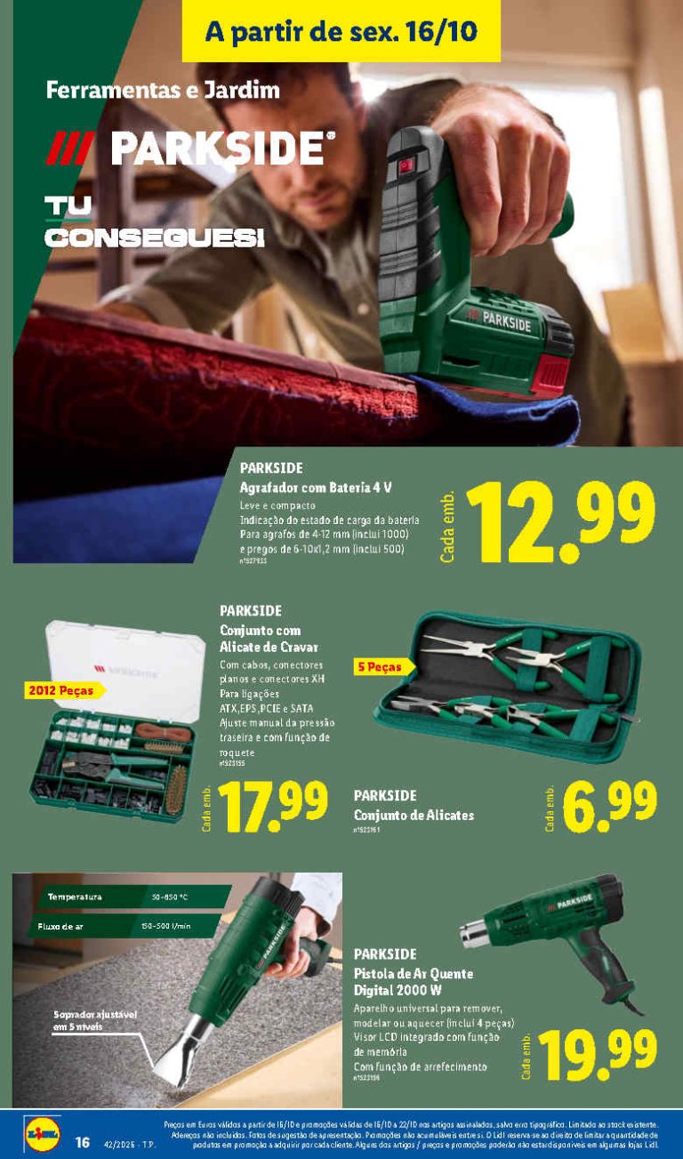 Folheto Lidl Parkside – Antevisão Promoções 16 a 22 de outubro