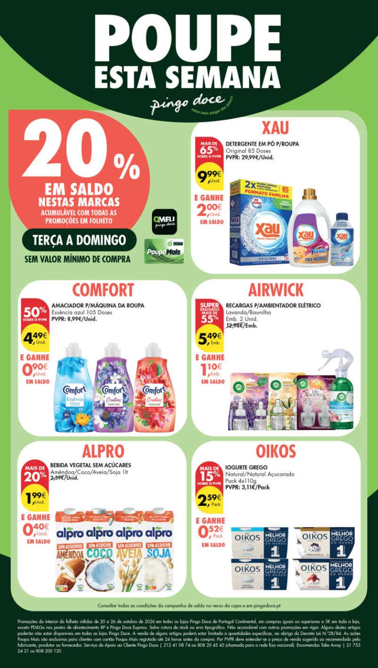 Folheto Pingo Doce Lojas Pequenas – Antevisão Promoções 20 a 26 de outubro